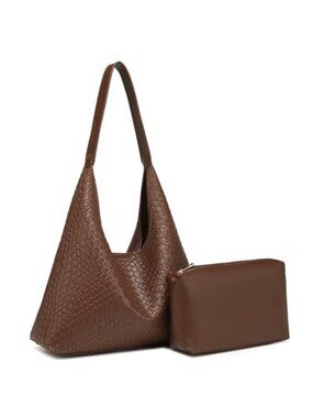 Faux Leather Woven Hobo Handbag Top-Handle Shoulder Bag